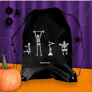 Suzieb fitness Halloween drawstring bag Black with Skeleton Fitness Design